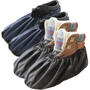 Washable Reusable Shoe Boot Covers - Non-Slip, Water-Resistant (2 Pairs, Extra Large) for Contractors & Households - Keep Carpets, Floors, and Rooms Clean