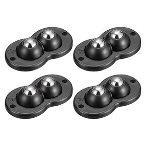 uxcell 12Pcs Self Adhesive Caster Wheels, Mini Swivel Sticky Universal Pulley for Bin Bottom, Trash Can, Storage Box, Furniture (Black)