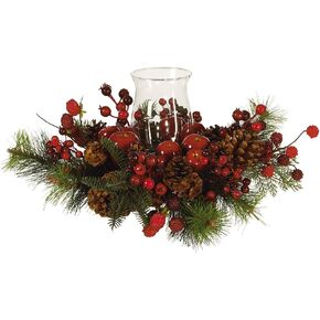 Nearly Natural 4654 Candleabrum Holiday, Red, 17.5x8.5x17.5