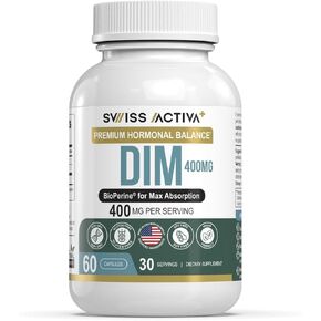 Swiss Activa+ DIM 400mg | Hormone Balance & Estrogen Support for Women | Post Menopause & Detox Supplement | Supports Mood and Skin Health