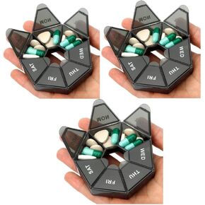 Pill Organizer, 3 Pack Pill Box, Small Pill Case,Medicine Pill Organizer 1 Time a Day, Weekly Pill Organizer, Pill Container, Pill Holder, Daily Pill Organizer Travel Pill Organizer 7 Day(Purple)