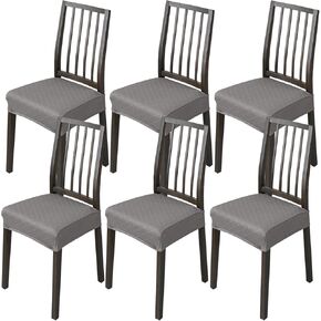 Dining Chair Seat Covers Set of 4, Stretch Kitchen Chair Covers, Removable Washable Chair Seat Slipcovers Protector for Dining Room(Set of 4, Grey)