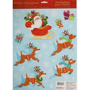 Amscan 241621 Christmas Santa with Sleigh Christmas Window Decoration, 1ct