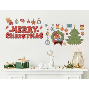 AMAZING WALL Merry Christmas Tree Garland Print Wall Decal Decoration Self-Adhesive Removable DIY Window Sticker Wall Art
