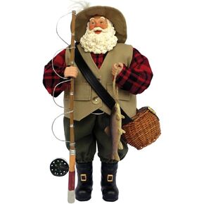 Santa's Workshop 5620 Fly Fishing Santa Figurine, 12", Multi