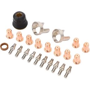24 Piece IPT40 Tip Electrode Kit for YESWELDER CUT 55DS Pro CUT 65DS Plasma Cutter Consumables Set with Brass Zinc Alloy Stainless Steel Material