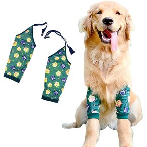 Dogs Knee Protector Pad for Calluses, Dog Knee Brace, Front Elbow Support Wrap, Dog Sleeves for Wounds Dog Elbow Callus Treatment for Medium Large Dogs with Scarf （2XL Stars）