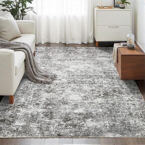 Area Rugs for Living Room: 5x7 Washable Neutral Abstract Rug for Bedroom Large Soft Modern Dining Room Rugs Indoor Floor Low Pile Carpet for Home Office Nursery - Brown Grey