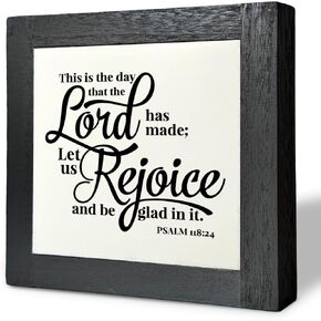 Bible Verse Psalm 118:24 Box Sign, This is the Day that the Lord has Made, Wooden Plaque Gift Tabletop, Decorative Sign Table Decor, Home Decor, Farmhouse Decoration for Shelf, Religious Artwork A1