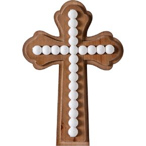 SOFE Wooden Cross Wall Decor with Decorative Beads - Rustic Cross To Hang On Wall - Wall Crosses for Home - Faith Religious Spiritual Wall Art for Home Office Living Room