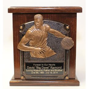Basketball Adult Memorial Wood Cremation Urn, Sports Funeral Urns with Personalization