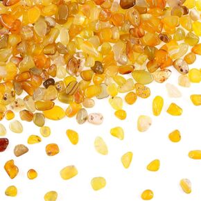 Swpeet 1Pound Marine Milky Yellow Agate Bulk Stone Large Gemstone Crushed Pieces 0.35-0.5" inch Tumbled Stone Chips Crushed Natural Crystal Quartz Perfect for Jewelry Making Home Decoration (Yellow)