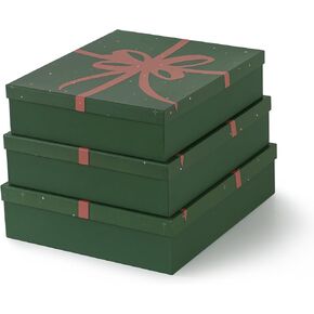 Soul & Lane Blue Spots Decorative Storage Boxes with Lids - Set of 3, Memory Boxes for Keepsakes, Nesting Cardboard Document Boxes for Organizing, Paper Letter Storage for Photos and Scrapbook