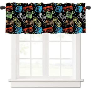 Racing Valance Curtain for Kids Bedroom Decor Simple Black and White Checkered Flag Pattern Art Printed Window Drapes Decor W54xL18in Fabric 1 Panel