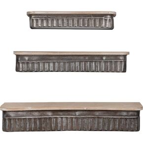 Creative Co-Op Metal & Wood Wall Shelves (Set of 3 Sizes)