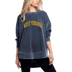 Chicka-d NCAA West Virginia Mountaineers Womens Burnout Fleece Sweatshirt, Ink, Large (480_TC_CA)