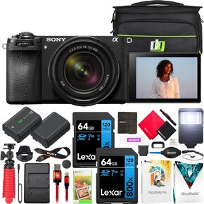 Sony a6700 Alpha APS-C Mirrorless 26MP 4K Interchangeable Lens Camera Body ILCE-6700 Bundle with Deco Gear Photography Bag + Flash + Extra Battery + Dual Charger + Software & Deluxe Accessories Kit