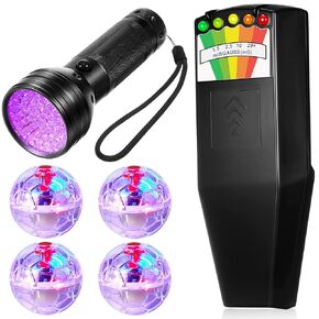 Dunzy 6 Pcs Ghost Hunting Equipment Kit Ghost Investigation Paranormal Equipment Include Emf Meter UV Flashlight Black Light Motion Light up Cat Balls for Home and Office Inspections