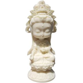 Kingzhuo Cute Beautiful Quan Yin Statue Beautiful Cartoon Kuan Yin Statue Small Guan Yin Statue Goddess of Mercy Guan Jin Meditation Buddha Statue Home Decor Feng Shui Gift 4.4 inches Tall