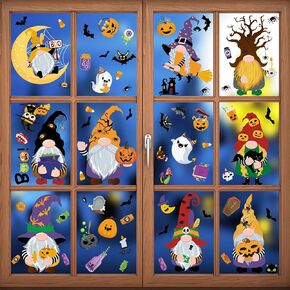 Halloween Window Clings 9 Sheets Dwarf Halloween Window Stickers Decals Removable Double-Sided Static Halloween Party Window Decorations for Glass Window Indoor and Outdoor Home Decor
