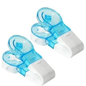 2Pcs Blue Portable Pill Taker Remover, Blister Pack Opener Popper Assistance Easy to Take Out Portable Travel Tablet Dispenser Pills Extractor Tool for Elderly, Disabled, Personal Pill Organizers