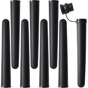 Joez Wonderful 8 Pack Portable Tube Vials, Waterproof Storage Container, Plastic Squeeze Bottles with Caps, Sealing Pre Roll Tubes (Black)