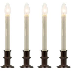 Set of Four Battery Operated Remote Programmable Window Hugger Candle for Narrow Window Sills Daily Timer Choose 6, 8, or 10 Hours Flicker or Steady (Black Oynx)
