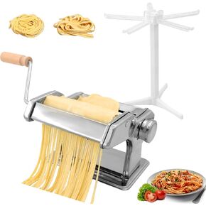 Pasta Maker, 2-in-1 Detachable Pasta Machine with Rollers Cutter and Pasta Drying Rack, 9 Adjustable Thickness 150 Roller Noodle Maker