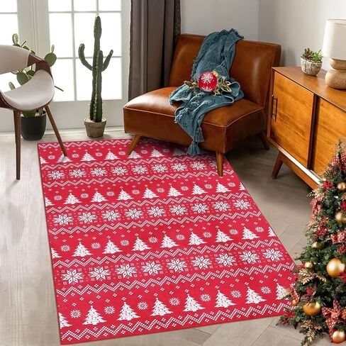 سجادة عيد الميلاد سجادة كبيرة الحجم 3x5 لغرفة المعيشة غير قابلة للانزلاق ديكور أرضيات داخلية حصير قابل للغسل لديكور غرفة المعيشة in Saudi Arabia