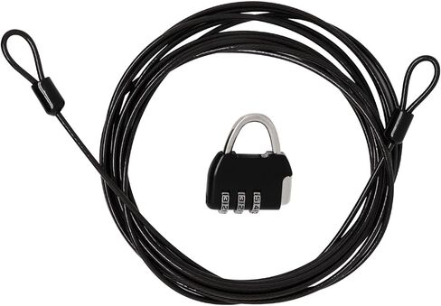 4FT Security Cable Lock 3mm Braided Steel Coated Safety Cable Luggage Lock, Flexible Steel Cable Wire Rope Double Loops for Outdoor, Clothesline, Black (4 Pack) in Kuwait