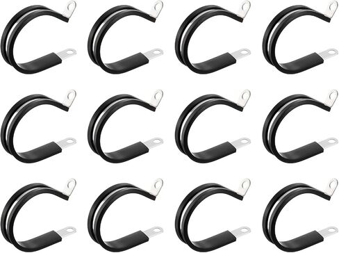 HARFINGTON 12pcs 304 Stainless Steel Cable Clamps 1-3/4 Inch Rubber Cushioned Insulated Clamp Metal Loop Pipe Clamp for Tube Pipe Wire Cord Installation in Saudi Arabia