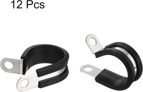 HARFINGTON 12pcs 304 Stainless Steel Cable Clamps 1-3/4 Inch Rubber Cushioned Insulated Clamp Metal Loop Pipe Clamp for Tube Pipe Wire Cord Installation in Saudi Arabia