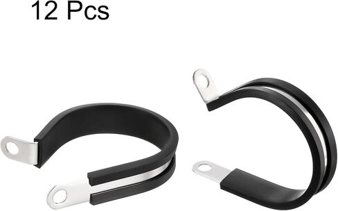 HARFINGTON 12pcs 304 Stainless Steel Cable Clamps 1-3/4 Inch Rubber Cushioned Insulated Clamp Metal Loop Pipe Clamp for Tube Pipe Wire Cord Installation in Saudi Arabia