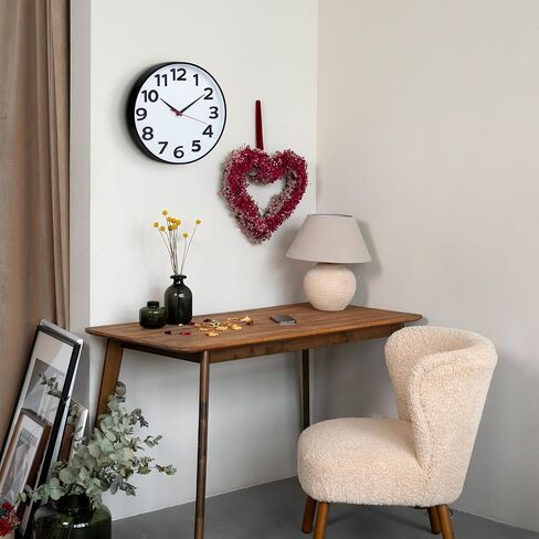 Wall Clock Battery Operated 12in Black, Silent Non Ticking, Simple Style, Decorative Modern Wall Clocks for Living Room Bedroom Kitchen Office in Saudi Arabia