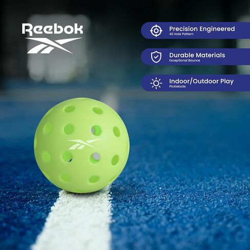 Reebok - Pickleball Paddles Set of 2, Graphite Control Paddles, Precision Engineered Pickleball Balls with 40 Holes Pattern, Ideal for Sports Enthusiasts in Saudi Arabia