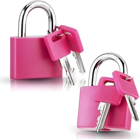 2 Pcs Aluminum Padlocks with Keys, Anti-Rust Weatherproof Lock Heavy Duty Solid Keyed Locks Locker Padlocks Small Outdoor Padlocks for Fence Gate Garage Shed School Gym Locker(Pink) in Saudi Arabia