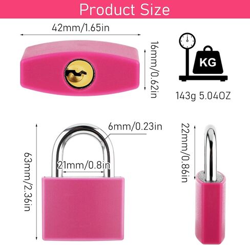 2 Pcs Aluminum Padlocks with Keys, Anti-Rust Weatherproof Lock Heavy Duty Solid Keyed Locks Locker Padlocks Small Outdoor Padlocks for Fence Gate Garage Shed School Gym Locker(Pink) in Saudi Arabia