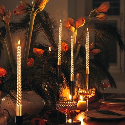 Taper Candles,10 inch-Set of 4 Metal StyleTapered Candles,Long Candle,Tall Candlesticks, Long Candle Sticks,Spiral Taper Candle,Home Dinner, Party, Wedding, Halloween (4, red, 10 inch) in Saudi Arabia