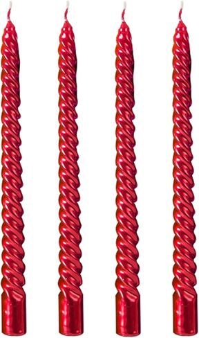 Taper Candles,10 inch-Set of 4 Metal StyleTapered Candles,Long Candle,Tall Candlesticks, Long Candle Sticks,Spiral Taper Candle,Home Dinner, Party, Wedding, Halloween (4, red, 10 inch) in Saudi Arabia
