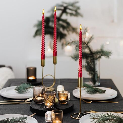 Taper Candles,10 inch-Set of 4 Metal StyleTapered Candles,Long Candle,Tall Candlesticks, Long Candle Sticks,Spiral Taper Candle,Home Dinner, Party, Wedding, Halloween (4, red, 10 inch) in Saudi Arabia