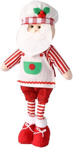 EASUTE 20Inch Christmas Telescopic Plush Gingerbread Man Figurine Christmas Pastry Chef Doll Ornament Standing Home Decorations Doll Door Window Table Fireplace Indoor Holiday Party Decor (Brown) in Saudi Arabia