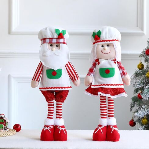 EASUTE 20Inch Christmas Telescopic Plush Gingerbread Man Figurine Christmas Pastry Chef Doll Ornament Standing Home Decorations Doll Door Window Table Fireplace Indoor Holiday Party Decor (Brown) in Saudi Arabia