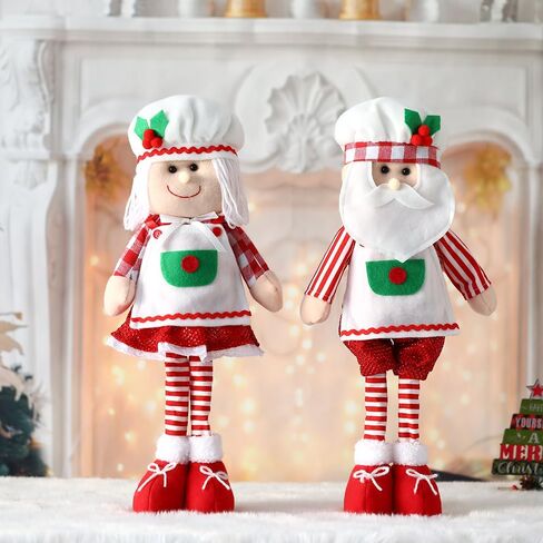EASUTE 20Inch Christmas Telescopic Plush Gingerbread Man Figurine Christmas Pastry Chef Doll Ornament Standing Home Decorations Doll Door Window Table Fireplace Indoor Holiday Party Decor (Brown) in Saudi Arabia