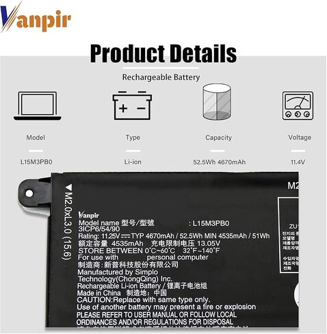 استبدال بطارية الكمبيوتر المحمول Vanpir L14M2P21 لجهاز Lenovo IdeaPad 330S-14AST 330S-14IKB 330S-15ARR 330S-15AST 330S-15IKB Series 5B10Q39203 5B10Q39204 L14L2P21 5B10Q39206 5B10W67199 7.4V 30 واط/4050 مللي أمبير in Saudi Arabia