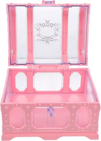 مجموعة واحدة من صندوق تخزين مع قفل بارا جواردار جيرل بيجي بانك للأطفال كريستال ديكور مجوهرات حلية منظم مجوهرات للفتيات الصغيرة كنز وردي على شكل صدر أميرة الطفل in Kuwait