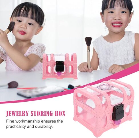 مجموعة واحدة من صندوق تخزين مع قفل بارا جواردار جيرل بيجي بانك للأطفال كريستال ديكور مجوهرات حلية منظم مجوهرات للفتيات الصغيرة كنز وردي على شكل صدر أميرة الطفل in Kuwait