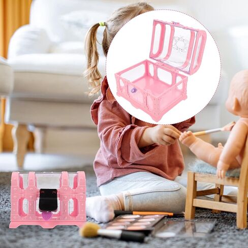 مجموعة واحدة من صندوق تخزين مع قفل بارا جواردار جيرل بيجي بانك للأطفال كريستال ديكور مجوهرات حلية منظم مجوهرات للفتيات الصغيرة كنز وردي على شكل صدر أميرة الطفل in Kuwait