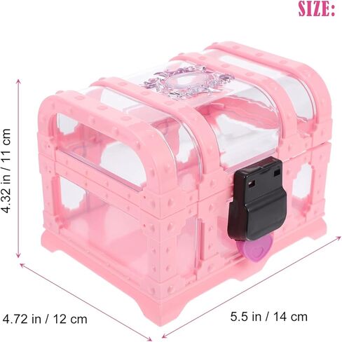 مجموعة واحدة من صندوق تخزين مع قفل بارا جواردار جيرل بيجي بانك للأطفال كريستال ديكور مجوهرات حلية منظم مجوهرات للفتيات الصغيرة كنز وردي على شكل صدر أميرة الطفل in Kuwait