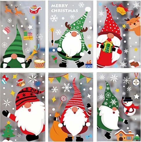 122Pcs Christmas Window Clings for Glass Windows,6 Sets Holiday Window Stickers Indoor,Hristmas Decorations Window Decals Large,Clearance New Christmas Decal Decor for Home Office Classroom in Saudi Arabia