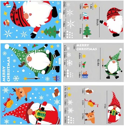 122Pcs Christmas Window Clings for Glass Windows,6 Sets Holiday Window Stickers Indoor,Hristmas Decorations Window Decals Large,Clearance New Christmas Decal Decor for Home Office Classroom in Saudi Arabia